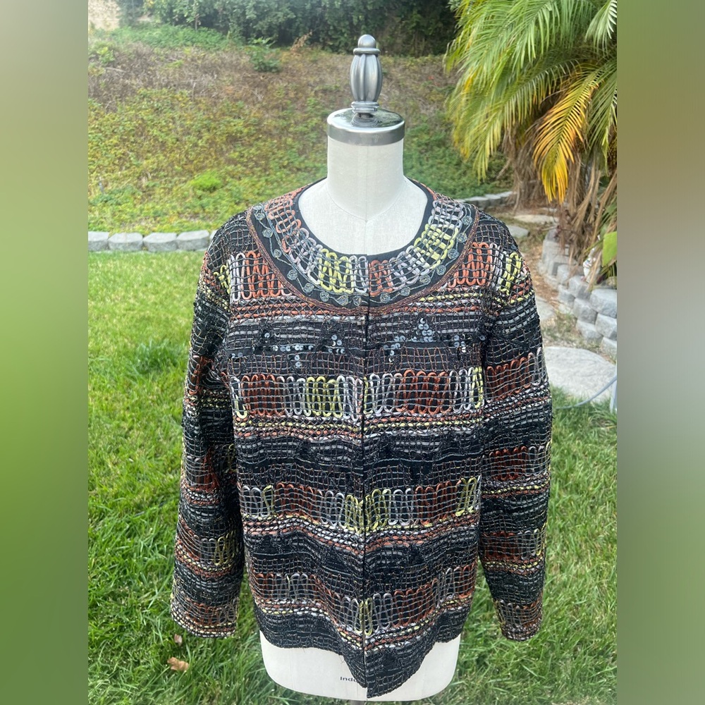 Chico’s Multicolored Embroidered Jacket